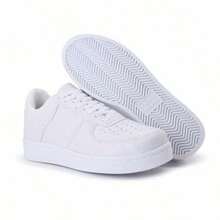Unisex Men's And Women's Casual Sneakers, Comfortable Running/School Shoes, Lace-Up, Flat Sole, Athletic, Training - 白色 - 查看 1