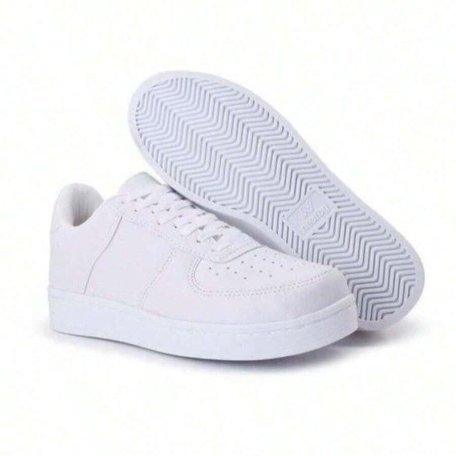 Unisex Men's And Women's Casual Sneakers, Comfortable Running/School Shoes, Lace-Up, Flat Sole, Athletic, Training - 白色 - 查看 1