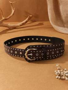 1 Piece Women's Wide Belt With Studs, Dark Western Gothic Aesthetic, Summer, School, Autumn, Halloween - 咖啡棕 - 查看 5