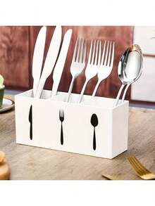 1 pièce Boîte de rangement pour couverts en acrylique, boîte de rangement transparente pour cuillères et fourchettes, porte-couverts élégant à 3 compartiments, organisateur d'ustensiles en plastique facile à nettoyer, grande boîte de rangement pour la vaisselle de la maison - Multicolore - Voir 9