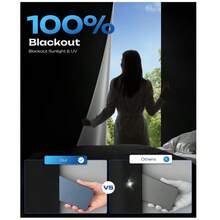 100% Blackout Curtains, Portable No-Drill Blackout Curtains With Hooks And Rings, Customizable Blackout Curtains For Bedroom, Nursery, Travel, Dorm And Apartment - Silver - View 8