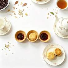 4件套碗具套装，厨房装饰碗（3个小碗+1个竹托盘），调味碟，迷你碗 - 原竹色 - 查看 3