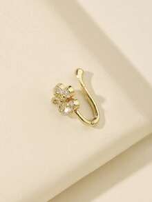 1 pieza Clip en forma de flor con rhinestones para la nariz, sin perforación, para uso diario de mujeres - Dorado - Ver 5