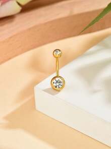 5件套金色蝴蝶锆石肚脐环套装，不锈钢性感肚脐穿刺饰品，女士款 - 金黃色 - 查看 5