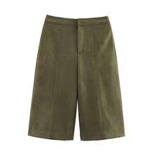 ZA's Popular New-Style Suede Textured Aviator Jacket. - Army Green Shorts - View 12