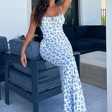 2025 vestido Midi Floral de verano para mujer, vestido con tirantes finos y cuello en V, vestido dividido, vestidos elegantes Vintage sexis para mujer - múltiple - Ver 2