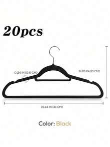 Bộ 10/20 móc treo quần áo cao cấp bằng nhung đen, chống trượt, siêu mỏng tiết kiệm không gian - Móc xoay màu đen chắc chắn để sắp xếp quần áo, vest, áo khoác, cà vạt, áo sơ mi, váy và quần. - màu đen - Xem 10