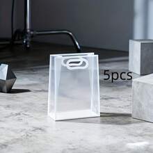 Bộ 5/10 túi quà bằng nhựa trong suốt có quai xách, túi quà tặng trong suốt dùng cho tiệc tùng, túi quà tặng tái sử dụng, túi xách nhỏ, túi đựng kẹo cưới, túi quà tặng tiệc mừng em bé sắp chào đời, túi đựng quà Giáng sinh. - trong suốt - Xem 3