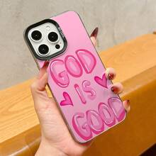 La funda integrada de color plata y negro presenta un diseño de letras en rosa brillante y está hecha de TPU para ofrecer protección a prueba de golpes, cobertura total y protección precisa. Es compatible con los modelos Apple  6/7/8/X/Xs/Xr/Xs Max/11/12/13/14/15/16 Pro Max. Es un excelente regalo de cumpleaños y Navidad para parejas, mujeres, hijas, novios, novias y adolescentes. - Colores mixtos - Ver 2