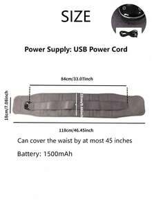 HYUNDAI 现代电动振动按摩腰带，加热按摩垫，腰部按摩器，电动振动按摩腰带，可充电电动腰带，3种按摩模式和3档加热，快速高效的背部和腰部加热器 - 灰色 - 查看 10