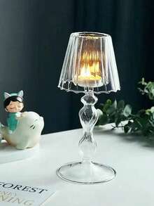 European Style Transparent Glass Candle Holder, Striped Pedestal Candle Holder, Creative Home Decor For Wedding - A (Twist) - View 4