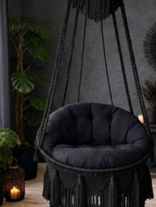 Luxury Macrame Swing Cushion Set (Cushions Only) – 2 Pieces In Der Turkei - Black - View 3