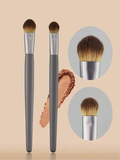 2支/套多功能眼部化妆刷 - 大号眼影+遮瑕晕染刷，适用于膏状、液状、粉状化妆品