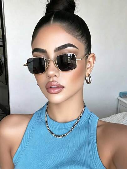 Kính râm thời trang gọng nhỏ bằng kim loại kiểu retro dành cho nam và nữ, phong cách Y2K, kính râm thập niên 2000 cho các bữa tiệc, phụ kiện cần thiết cho kỳ nghỉ hè, du lịch biển và trang phục hàng ngày.