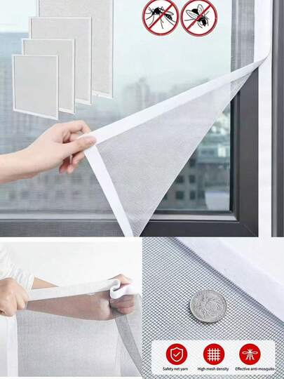 Màn chống muỗi tự dính màu trắng cho cửa sổ, lưới chống côn trùng, lưới mỏng thoáng khí, bảo vệ chống muỗi và ruồi hiệu quả.