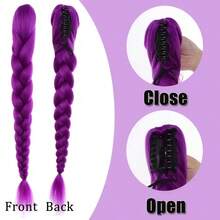 Clip para el cabello con trenza de cola de pez larga y ondulada de color púrpura, personaje de anime | Fibra resistente al calor, ondas rizadas, adecuado para mujeres adultas, coreano, cosplay, escena de anime, disfraz de fiesta, accesorio para el cabello, uso diario - Multicolor - Ver 2