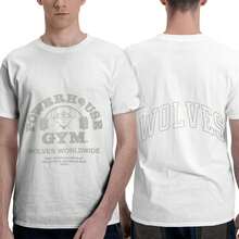 DARCSPORT Unisex 180g "POWERHOUSE OF THE WOLVES GYM" Crew Neck T-Shirt, Gym & Streetwear Tee - White - View 6