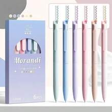 6pcs Retractable Neutral Pens Set, Student Colorful Fine Tip Quick-Drying Diary Pens, Teacher's Day Gift, Personalized Writing Ballpoint Pens, Home & School Office Supplies - Sets - View 8