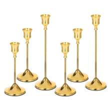 3pcs/Set Vintage Gold Metal Tapered Candle Holders, Modern High Pedestal Candle Stand Decor, Tabletop Centerpiece For Wedding Party Dining - Bronze - View 15