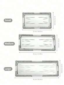 Dengcoo 1 Piece Of Silver Metal Long Tray, Storage Tray, Dinner Plate, Serving Tray, Middle Eastern Style Tray. Available In 3 Sizes. Suitable For Home, Restaurant, Dining, Ramadan And Eid Al-Adha. - Silver - View 8