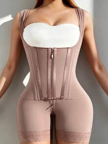 Purple Bustier Shapewear Bodysuit – Colombian Faja With Adjustable Shoulder Straps & Anti-Slip Leg Openings, Zipper+Hook Dual Compression, 9-Bone High Support Girdle, Open Crotch – Perfect For Daily Wear, Post-Surgery Recovery, Special Occasions & Parties - 彩色 - 查看 7