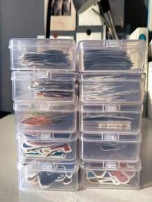 6pcs Transparent Storage Boxes With Stickers, Multi-Functional Portable Jewelry Accessories Storage Boxes, Small Containers For Collecting Small Items, Beads, Jewelry, Cards, Stickers And Crafts - Multicolor - View 9