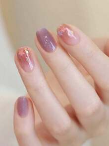 Semi Cured Gel Nail Strips, 20Pcs Long Lasting Salon Quality Wraps, Easy Apply & Remove Gel Nail Stickers With UV Light - Purple - View 4