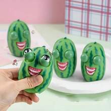 Funny Laughing Bob Watermelon Stress Relief Toy, Rubber Material, Green, Creative Gift, Hot , Squeeze Toy, Birthday/Christmas Gift Stuffer - Multicolor - View 1
