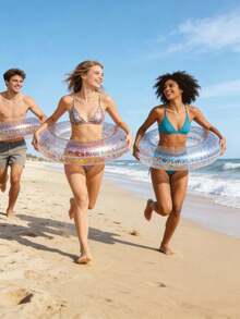 Transparent Sequin Inflatable Swimming Ring, Thick PVC Crystal Swimming Ring Armpit Float Ring, Transparent Cute Armpit Float Ring Suitable For Adults, Applicable For Beach, Swimming Pool And Party - Multiple Styles - View 1