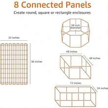 Basics - Jaula de metal octogonal plegable para mascotas, jaula de ejercicio para perros, portátil, puerta individual, negro, 152 x 152 x 122 cm - por defecto - Ver 5