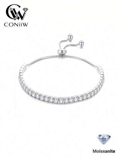 ConiiW سوار تنس من الفضة الإسترليني عيار 925 مرصع بموسانيت بقيراط 3.5 "نجوم الليل" - وصول جديد. يتميز بتصميم أنيق وأنيق، ويشع هذا القطعة إبداعًا راقيًا وشخصية فريدة