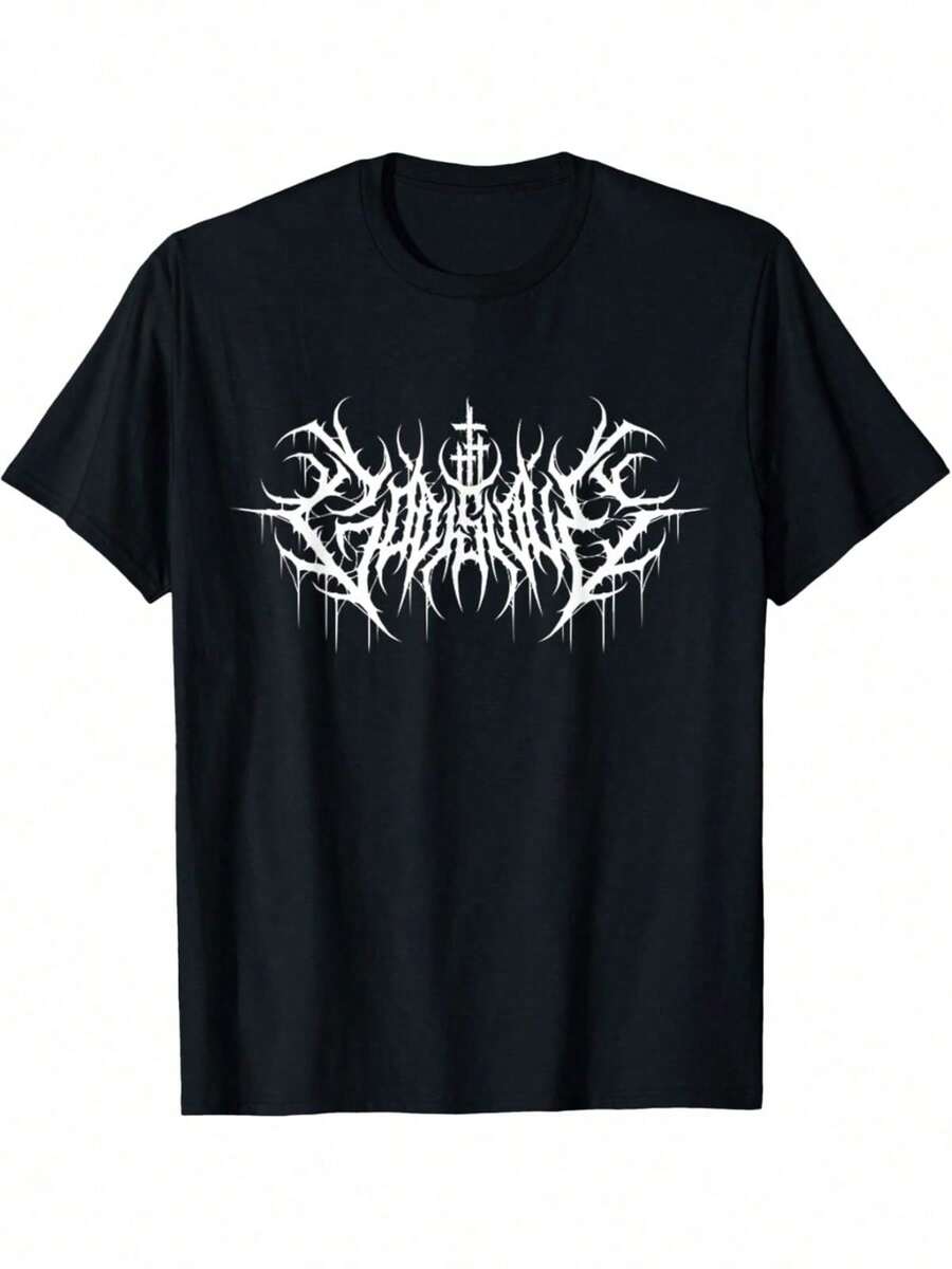 One Unisex Short-Sleeved Crew Neck T-Shirt, Loose Fit, 180g, Designed By Y2K Artists In The Bababask Style, Made From 100% Pure Cotton. They Are Casual And Versatile, Suitable For Streetwear, Everyday Outings, Camping, Concerts, Hip-Hop, Rock, And Rap Events, And Feature Celebrity-Inspired Designs. Ideal For Festivals, Autumn, And Year-Round Wear. - 黑色 - 查看 1