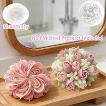 2 piezas Molde de silicona con racimo floral 3D, con textura en capas y detallada, resistente al calor y antiadherente, adecuado para velas, ceras derretidas, elaboración de jabones, ideal para regalos festivos, entusiastas de las flores, decoración del hogar, accesorios de escritorio, cumpleaños, Día de la Madre, San Valentín, regalos para damas de honor - 2 moldes/racimos de flores + flores enrolladas - Ver 7