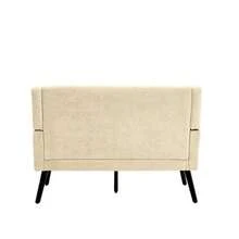 Premium Linen Bench (2-Seater) With Non-Slip Solid Wood Legs And High-Density Foam Cushion – Button-Upholstered Accent Chair For Living Room, Bedroom And Office - Beige - View 11