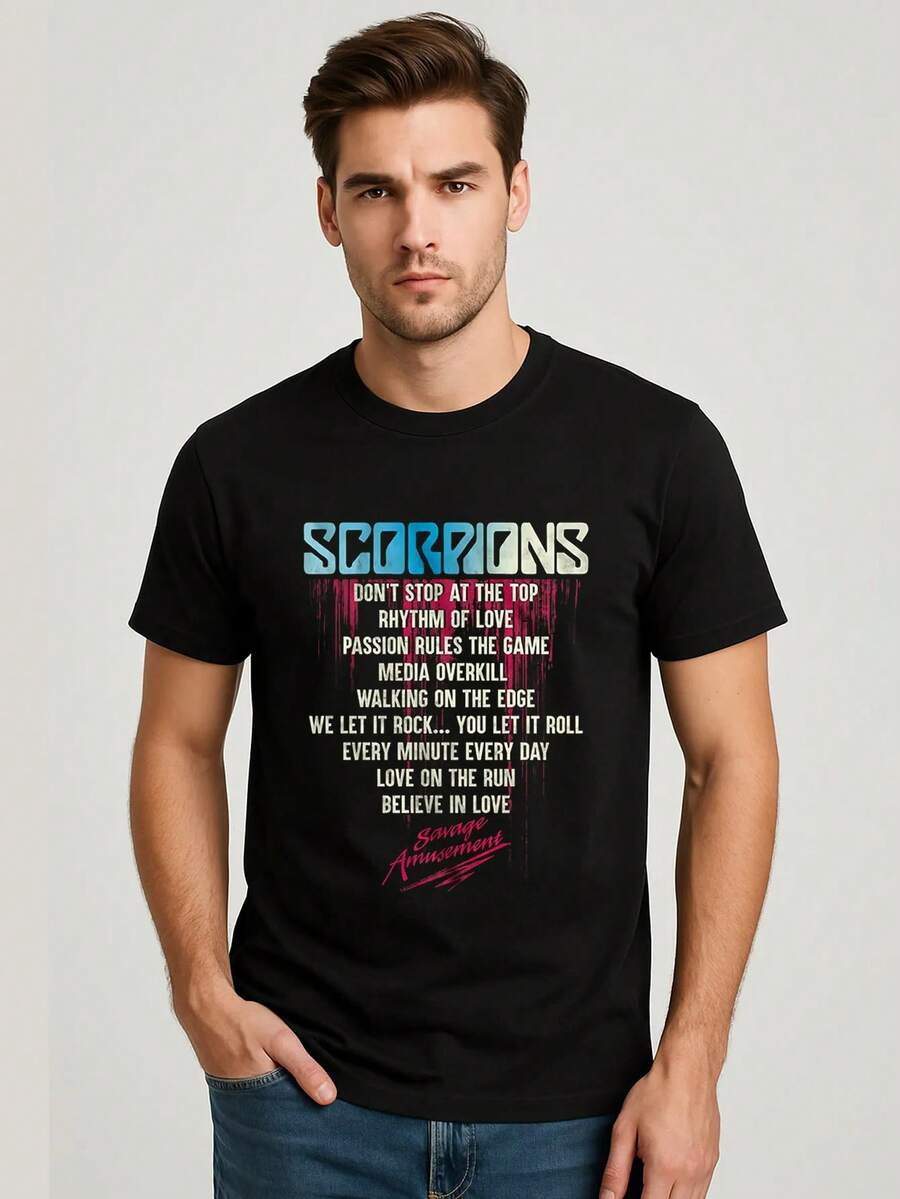 Scorpions' Live Rock Album Cover For Men - Black - View 1