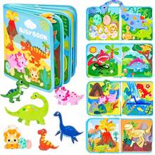 1 pieza Libro silencioso de fieltro, libro de actividades de dinosaurios, animales de granja y educación temprana para niños, libro cognitivo de aprendizaje para niños - Multicolor - Ver 5