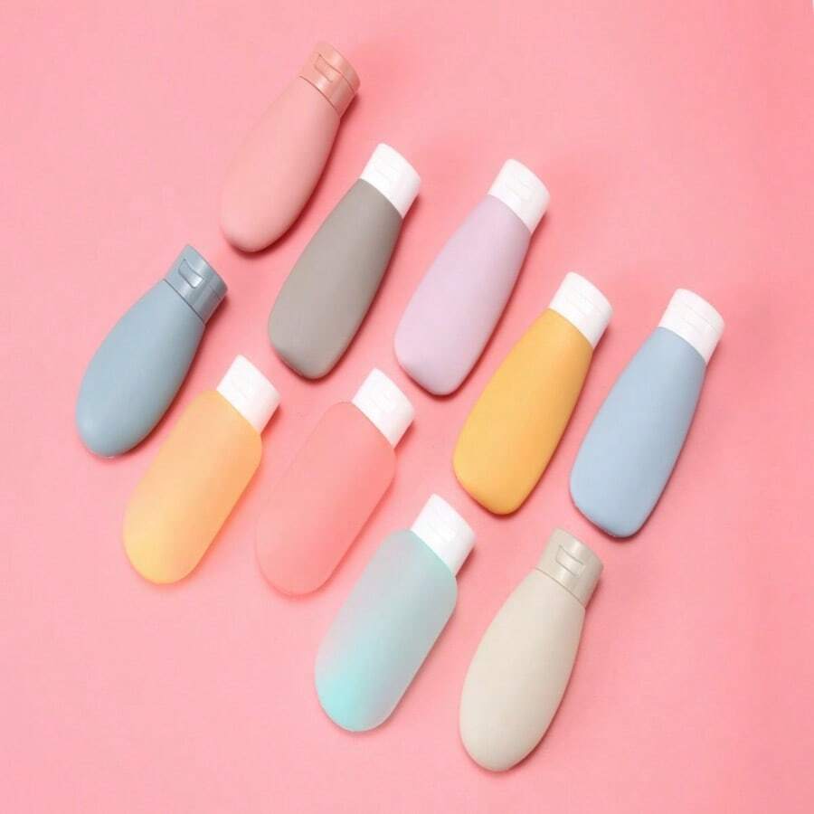 Mekupeu Juego de 7 botellas de viaje portátiles y reutilizables para cosméticos, con bomba, rociador, tapa abatible y tarro para crema