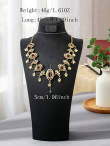 1pc Handmade Moroccan Gold Metal Pendant Necklace/Headpiece, Versatile Bridal Jewelry, Middle Eastern Style Ramadan Gift - Gold - View 7