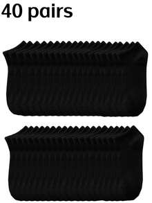 40 pares de calcetines invisibles de unicolor unisex, calcetines casuales de corte bajo tipo barco, negro/blanco/gris, primavera/verano - Multicolor - Ver 1