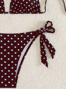 Women's Fashionable & Cute Black And White Polka Dot Design Bikini 2 Pieces Set, Essential For Beach And Spa Vacation Summer - Multicolor - View 5