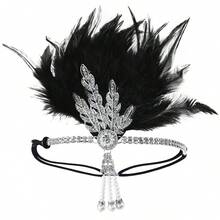 1pc Vintage 1920s Style Feather Rhinestone Headband - Made Of Alloy Material, Women's Hair Accessory, Suitable For Elegant Occasions, Also A Unique Gift - Multicolor - View 19