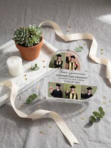 1 st anpassad examensplakett i akryl med hjärtmönster, anpassat foto och text, personligt fotokollage med examensmotiv, anpassad examenspresent 2026, examensminnesplakett, present till klass 2026 - Multifärgad - Visa 5
