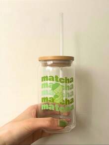 Matcha Wide Mouth Glass Straw Cup, Large Capacity Glass Water Cup For Home Use, Matcha Straw Cup, Elegant Straw Glass Drinkware - Multicolor - View 12