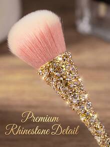 1pc Red Gold Shaped Rhinestone Nail Brush, Soft Fluffy Bristles Effectively Sweep Away Excess Nail Powder And Dust, Ergonomic Non-Slip Handle, Versatile Use As Blush Or Powder Brush, Essential Nail Art Tool For Professionals And Enthusiasts - Gold - View 5