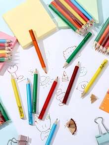 Set Pensil Warna Pendek dengan LOGO Teks Kustom, Perlengkapan Seni Pensil Gambar, Cocok untuk Kelas Seni Sekolah, Set Lukisan Portabel untuk Perjalanan, Ideal untuk Menggambar dan Melukis di Kartu - MultiWarna - View 10