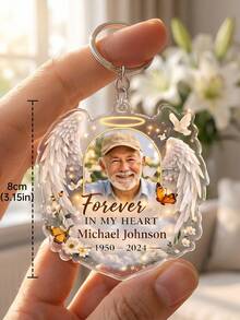 Personalized Angel Photo Keychain – Custom Acrylic Keepsake, Forever In My Heart Gift For Car Keys & Home, Memorial Day Gift For Grieving Families - Multicolor - View 6
