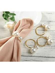 10/12 Pearl Decorative Napkin Rings - Washable Gold And Silver Metal Napkin Holders, Napkin Ring Buckles, 6/12 Piece Set, Fashionable Buckle, Table Decoration, Suitable For Weddings, Parties, Dinners, Etc. - Elegant Decoration, Suitable For DIY, Events, Restaurants, Family Holiday Gatherings, Kitchen Table Decoration, Dinner, Picnic, Banquet, Etc - Multicolor - View 9