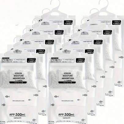 5pcs 500ml Hanging Dehumidifier Bags - Fragrance-Free Desiccant Set, Suitable For Home, Dorm, Bathroom, Kitchen, Wardrobe, Bedroom - No Power Needed, Transparent Packaging, Easy To Hang, Humidity Control Function, Home Desiccant, Dorm Essential, Transparent Design, Durable Moisture-Absorbing Material, Dehumidifier, Humidity Controller, Dehumidifying And Mold-Proof Function, Desiccant, Dehumidifier Bag, Moisture-Absorbing Packaging