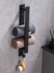 1pc Towel Bar, Single Rod Towel Rack For Bathroom, Wall Mounted Towel Holder, Bathroom Hardware Towel Hanger, Bathroom Accessories - Multicolor - View 7