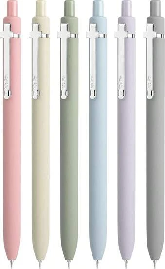 Mr. Pen- Bible Journaling Pens, 6 Pack, Black Ink, Retractable Gel Pens 0.5 Mm, Morandi Barrels With Silver Cross Clip, Smooth Writing For Bible Study, Journaling, Planning &Amp; Gifts For Women
